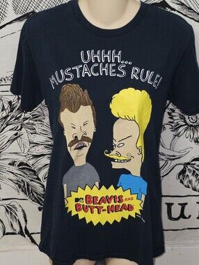 2011 BEAVIS AND BUTTHEAD MEN'S SMALL SIZE T-SHIRT MTV, UHH MUSTACHES RULE